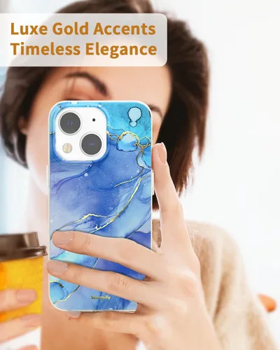 Miniatura 3 de SCORPIFY Funda para iPhone 14 [compatible con MagSafe] con diseño de mármol azul fantasía, bonita funda magnética para teléfono para mujeres, niñas