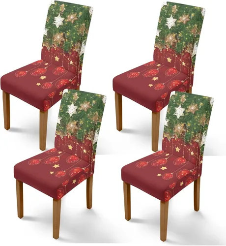 Miniatura 12 de Rnyleeg Fundas de silla de Navidad para sala de estar, diseño de muñeco de nieve azul, estampado de pájaros, fundas para sillas de comedor, 1