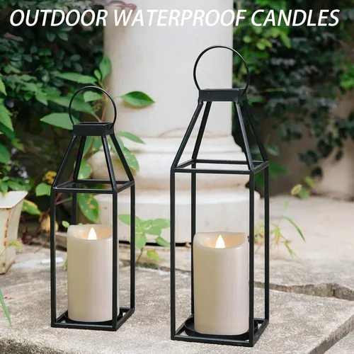 Miniatura 2 de Paquete de 2 velas para exteriores con temporizador (3 x 5 pulgadas), impermeables, sin llama, parpadeantes, velas LED falsas de plástico