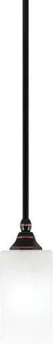 Miniatura 108 de Toltec Lighting Tallo Colgado Mini colgante, acabado de cobre negro, 3.5" cuadrado humo burbuja vidrio