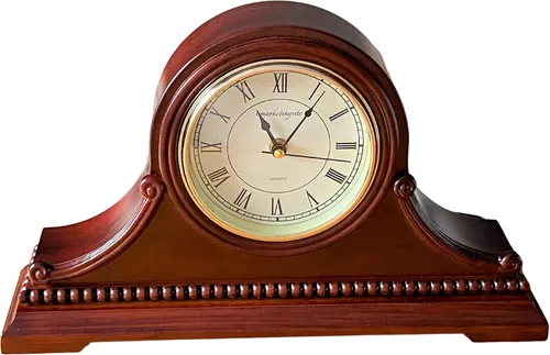 Miniatura 7 de Relojes de repisa, funciona con pilas, reloj de mesa de madera silenciosa con campanillas Westminster On The Hour de madera maciza, 9 x 16 x 3 Nogal