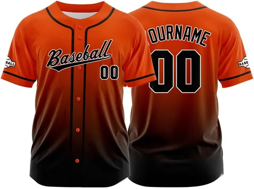 Miniatura 33 de Camiseta de béisbol con degradado personalizado, nombre, número y logotipo personalizados para hombres, mujeres y niños