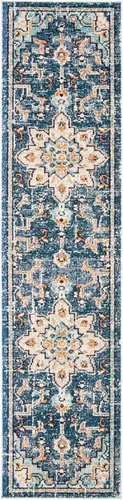 Miniatura 93 de Safavieh Madison Collection (MAD473M) Tapete redondo de 4 pies, azul y azul claro, diseño chic y bohemio desgastado de medallón, no pierde fibras