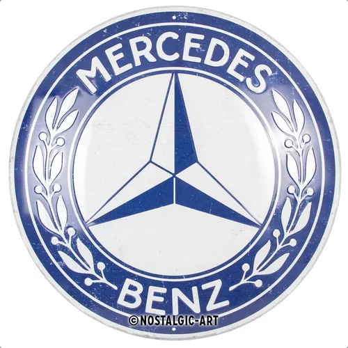 Nostalgic-Art Cartel de hojalata retro, Ø 13.7", Mercedes-Benz – Logo – Idea de regalo para los fanáticos de Mercedes-Benz, producto oficial de