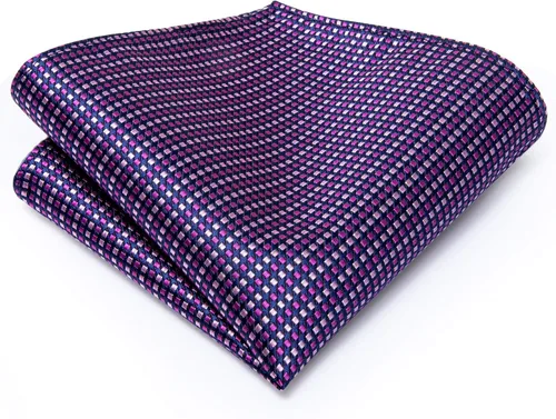 Miniatura 195 de Hi-Tie Corbata clásica de cachemira para hombre con pañuelo y gemelos a cuadros