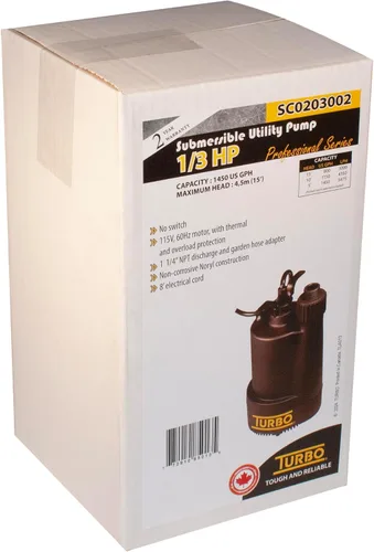 Miniatura 3 de Turbo Bomba sumergible de utilidad 1/3HP sin interruptor