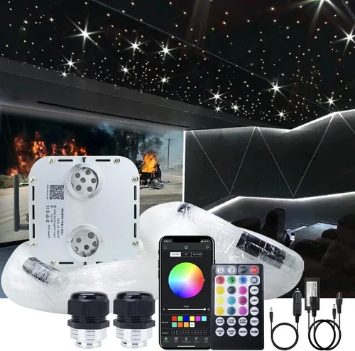 Miniatura 11 de AKEPO Kit de luces de fibra óptica con efecto de estrella de tiro de meteoritos RGBW de 32 W, control de aplicación Bluetooth, 1000 piezas de hebras