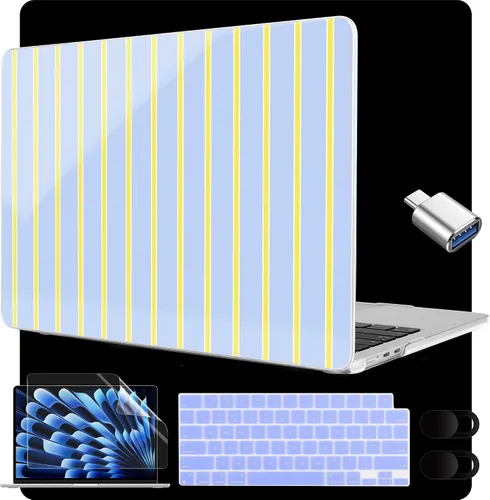 Miniatura 21 de MEEgoodo Funda para MacBook Air M5/M4/M3/M2 de 15 pulgadas 2026 2025 2024 2023, funda compatible con el modelo (A3448/A3241/A3114/A2941)