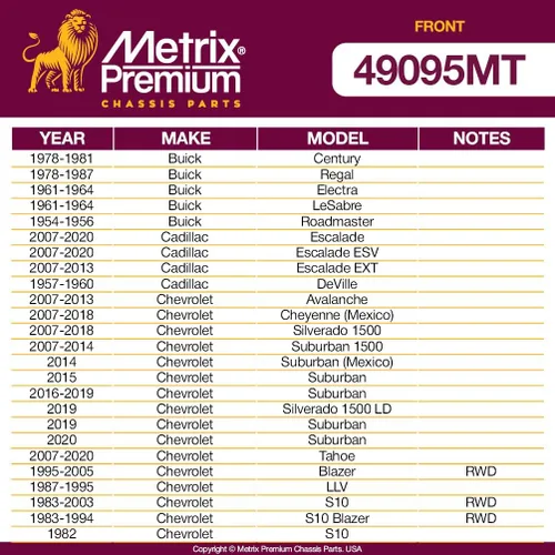 Miniatura 2 de Fabricado en Europa, Metrix Premium - Barra estabilizadora delantera K700432 / K700538/ K5254 compatible con Buick, Cadillac, Chevrolet, GMC, Ford
