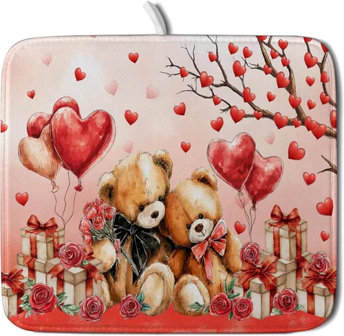 Miniatura 39 de Alfombrilla de secado de platos para encimera de cocina pequeña absorbente de café de otoño Alfombrilla de secado de microfibra de bosque de otoño