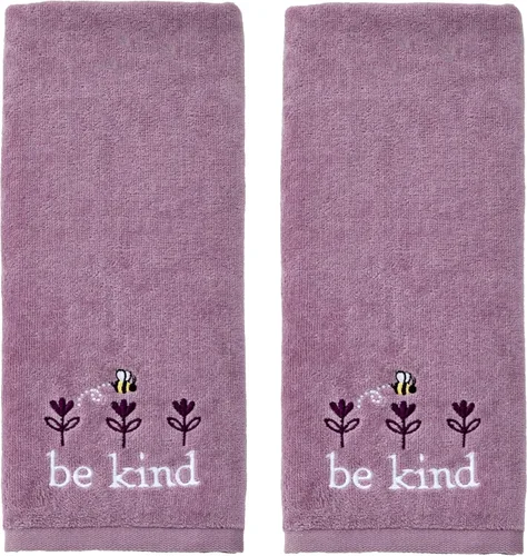 SKL Home Bee Kind - Juego de 2 toallas de mano bordadas 100% algodón, decorativas para baño, cocina, bar y regalo, lavanda
