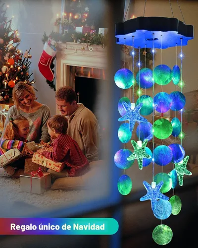 Miniatura 4 de Toodour Campanillas de viento solares para exteriores, conchas, regalos de luz para mamá, abuela, mujeres, esposa, niñas, luz móvil decorativa solar