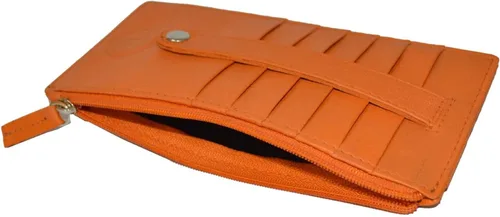 Miniatura 6 de Leatherboss - Funda para tarjetas todo en uno, cartera delgada con correa de protección para tarjetas, Naranja, Compacto