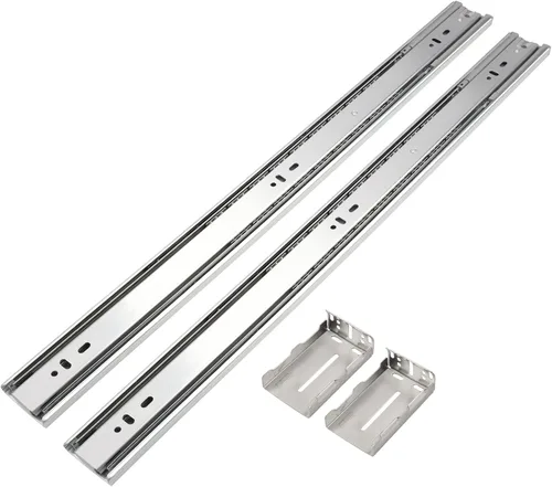Gobrico Diapositivas de cajón de montaje trasero/lateral de 22 pulgadas, rodamiento de bolas, deslizadores de cajón de cierre suave con soportes,