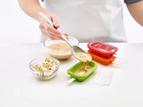 Miniatura 6 de Lékué Juego de 4 moldes apilables para paletas + palitos y tapas Paletas de helado caseras y aperitivos congelados Silicona flexible de platino