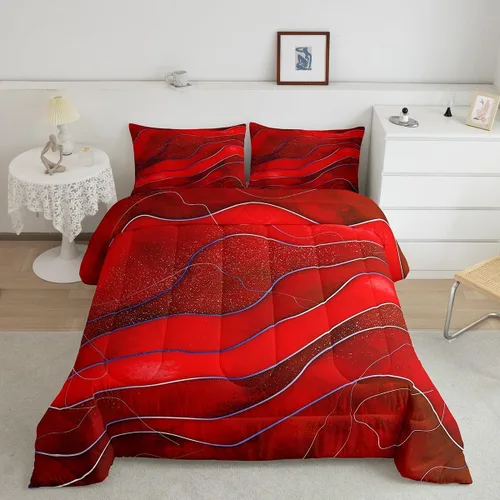 Miniatura 11 de Erosebridal Juego de edredón a rayas azules, juego de ropa de cama tamaño King, juego de ropa de cama moderno minimalista y colecciones con temática