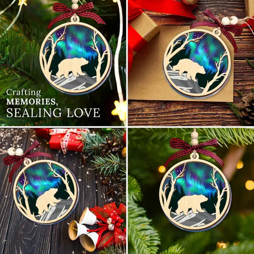 Miniatura 5 de HEXMOZ Adornos de Oso para Árbol de Navidad - Regalos de Osos para Mujeres, Hombres, Amantes de los Osos - Adorno de Navidad de Osos, Ideas