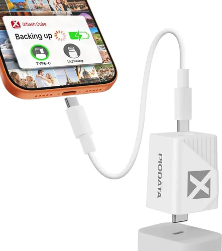 iXflash Cube - Unidad flash USB de 128 GB para iPhone/iPad/Android, copia de seguridad automática de fotos mientras se carga rápidamente, Apple MFi