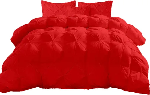 Miniatura 19 de Edredón plisado de 1000 hilos, suave, esponjoso, color naranja, tamaño Queen de 98 x 98 pulgadas, 1 pieza con relleno de edredón para todas