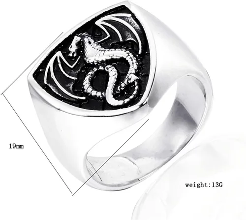 Miniatura 2 de LAIMIUMIU33 Anillo de dragón para hombre, estilo vikingo de fuego, estilo amuleto de motociclista, nórdico, étnico, 316, de acero inoxidable, anillo