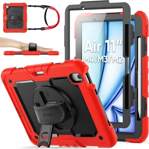 Miniatura 20 de SEYMAC stock Funda protectora para iPad Air de 11 pulgadas M3 2025/M2 2024 (Air 7ª/6ª generación), funda resistente con protector de pantalla
