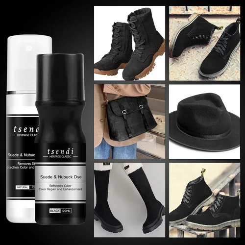 Miniatura 7 de Nubuck Suede Dye Black – 2 in1 Cleaner Color Restorer with 3 Brushes, Applicator Renew Faded Shoes For Suede Care Kit