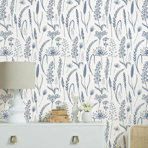 JiffDiff Papel Tapiz Autoadhesivo Despegar y Pegar Casa de Campo Floral Vintage Papel de Contacto Pradera de Trigo Removible Autoadhesivo Papel
