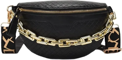 Riñonera de cadena gruesa para mujer, bolso de cintura de cuero a cuadros, bolso cruzado de hombro, bolsos de pecho de lujo, bolsos de diseñador