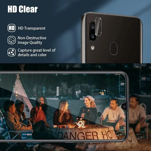 Miniatura 6 de Protector de pantalla de vidrio templado para Samsung Galaxy A20 y protector de lente de cámara, antihuellas dactilares, a prueba de roturas