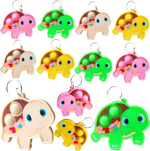 Paquete de 20 llaveros a granel de tortuga de animales marinos para adolescentes y niños, suministros de fiesta de cumpleaños, premios para