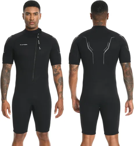 XUKER Traje de neopreno corto para hombre para mujer, traje de buceo de 0.118 in con cremallera frontal
