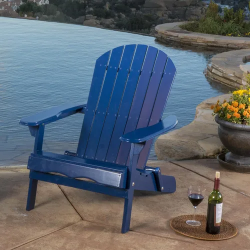 Miniatura 2 de Christopher Knight Home Hanlee Silla Adirondack plegable para exteriores, madera de acacia, azul marino