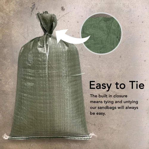 Miniatura 4 de AK TRADING CO. Sacos de arena de polietileno de 14 x 26 pulgadas con protección UV y lazos integrados, barrera de agua de inundación, bolsas de Verde