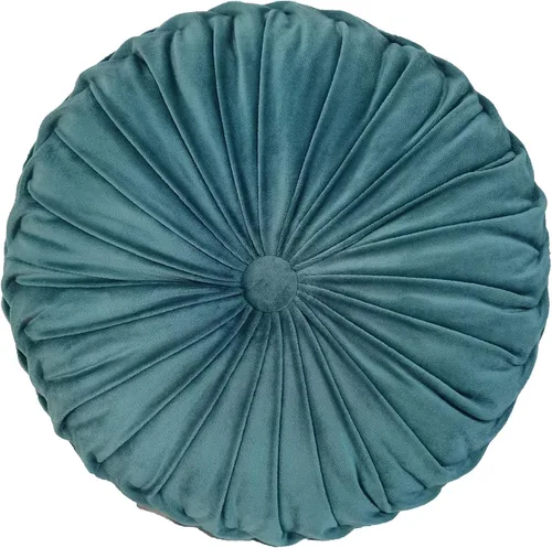Miniatura 27 de Teieas Almohada redonda de terciopelo para decoración del hogar, cojín redondo plisado para sofá, silla, cama, automóvil, verde esmeralda