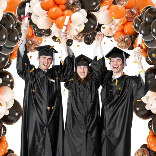 Miniatura 3 de Kit de arco de globos de color negro, blanco y naranja, guirnalda de globos de confeti de 18, 12, 10, 5 pulgadas, para Halloween, cumpleaños