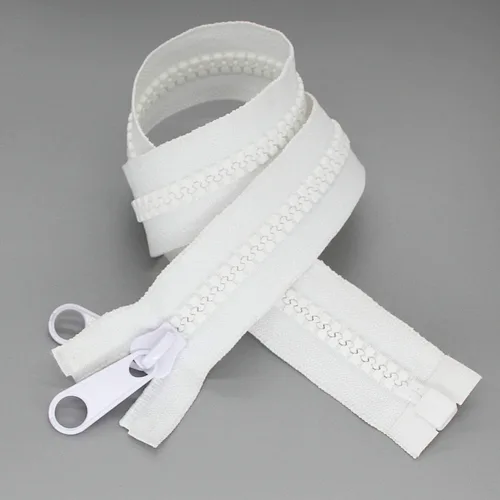 Miniatura 9 de Leekayer 2 cremalleras resistentes #10 de 48 pulgadas para coser y separar cremalleras de plástico grandes, cinta negra con doble lengüeta Negro