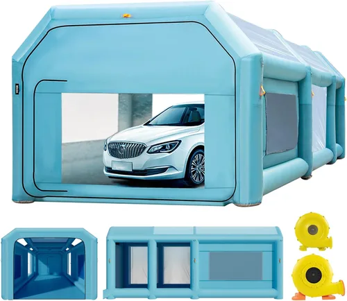 Miniatura 12 de VEVOR Cabina de Pintura Inflable Portátil, Cabina de Pulverización Inflable de 13 x 8 x 8 pies, Carpa de Pintura para Automóvil con Sistema