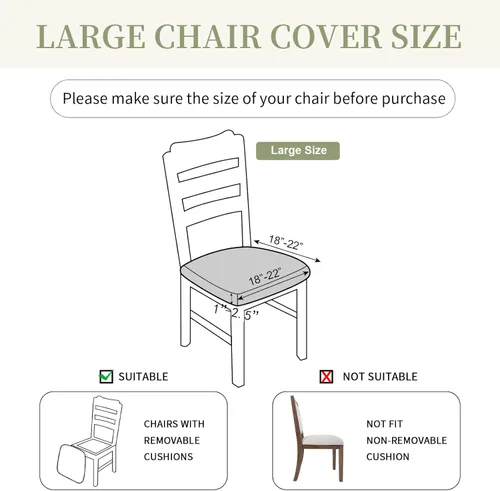 Miniatura 3 de Juego de 6 fundas impermeables para asiento de silla de comedor, elásticas, extraíbles y lavables, fundas de asiento para silla de comedor