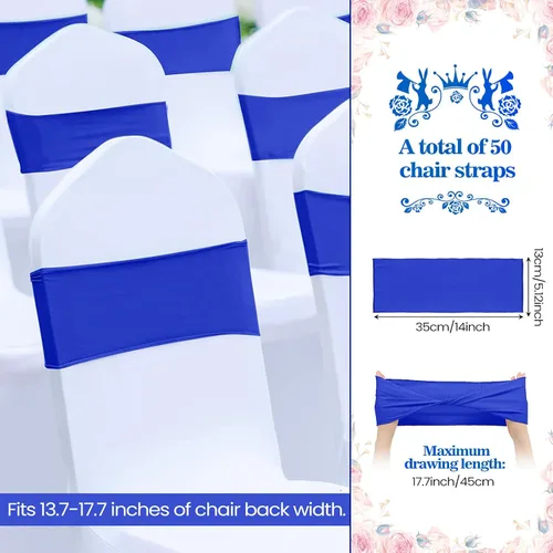 Miniatura 2 de Kinlop 50 Piezas Bandas de Spandex para Sillas Lazos Bandas para Sillas Bandas Deslizantes para Fundas Bandas Elásticas Lazos Sin Hebilla
