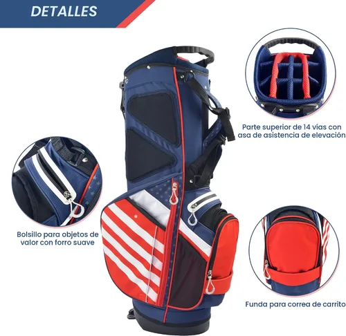 Miniatura 5 de BOBOPRO Bolsa de Soporte de Golf, Ligera con Divisores Superiores de 14 Compartimentos, Bolsa de Transporte de Golf con 8 Bolsillos, Bolsa de Golf
