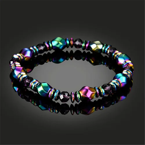 Miniatura 3 de Dearanswer - Pulsera de cadena de cuentas de hematita, pulseras elásticas de piedra magnética de obsidiana, pulsera de tobillo para hombres