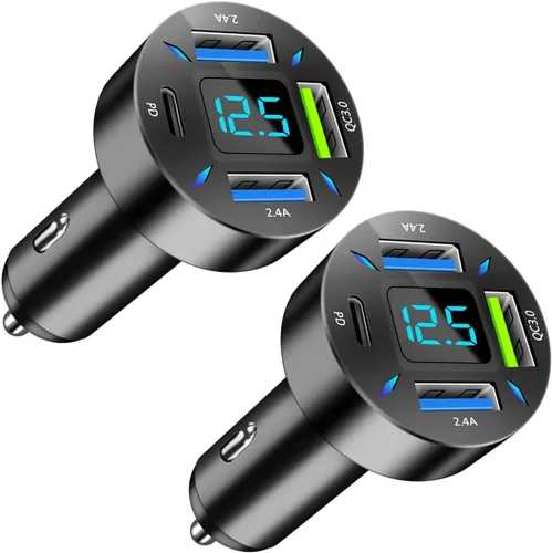 Miniatura 9 de Ankuee Cargador de coche USB de 4 puertos, carga súper rápida de 66 W con QC 3.0, PD 20 W y adaptador de cargador USB 2.4A, carga rápida con 1pcs