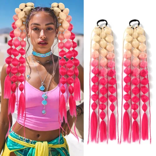 Miniatura 12 de Extensiones de cabello trenzado de color amarillo jumbo, trenzas gigantes para trenzas de caja trenzada, cabello de fibra sintética de alta calidad