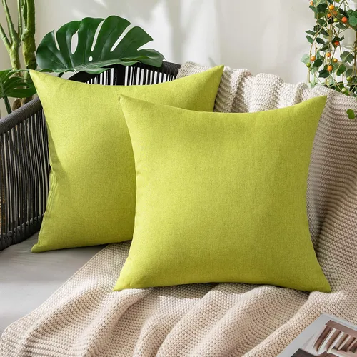 Miniatura 25 de MIULEE Paquete de 2 fundas decorativas para almohadas de exterior, sólidas, impermeables, de lino sintético, estilo granja de jardín, fundas de Óxido