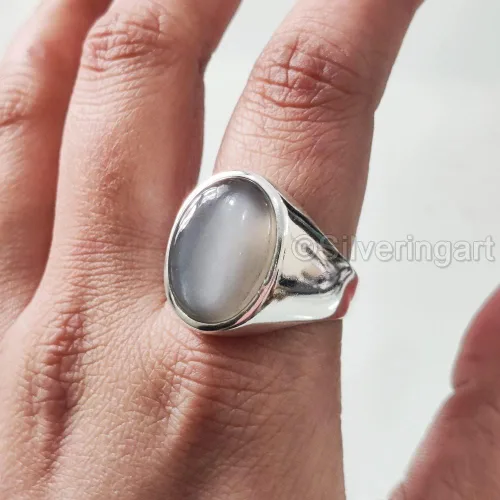 Miniatura 3 de Grey Moonstone Ring, Silver Jewelry, 925 Silver Ring, Anniversary Gift, Natural Grey Moonstone, June Birthstone Ring, Heavy Mens Ring, Spiritual