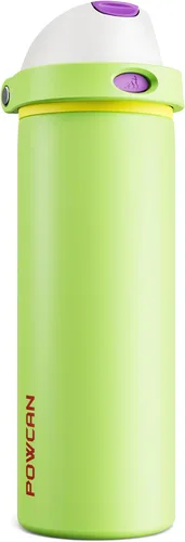 Miniatura 10 de POWCAN - Botella de agua aislada, 24 oz, tapa 2 en 1, boquilla de botón, popote abatible, a prueba de fugas, acero inoxidable, para portavasos