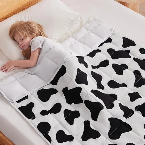 Miniatura 16 de anfie - Manta con peso para niños (40 x 60 pulgadas, 7 lb), manta refrescante para dormir, tamaño de manta ligera, transpirable, con cuentas de Gris