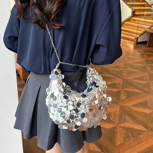 Miniatura 4 de Bolso de noche con lentejuelas brillantes para mujer, bandolera y bandolera para fiesta, graduación, boda