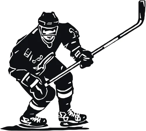 Hockey Wall Decor - Personalized Player With Stick - Vinyl Sticker For Teen, Boy's Bedroom or Playroom - Sports Decorations