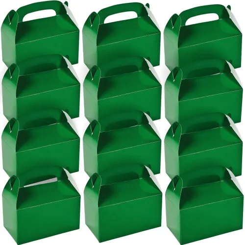 Fun Express Cajas de regalo verdes con asas, juego de 12 – Suministros para fiestas y caja de regalo